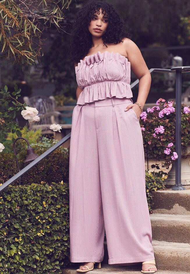 Linen Wide Leg Pant With Pleat, , alternate image number null