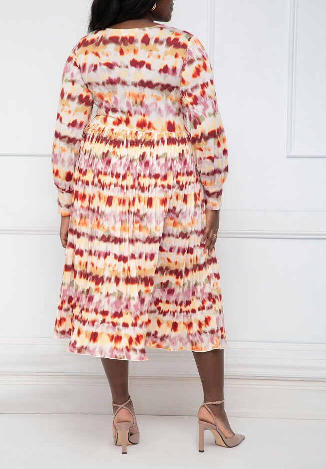 ELOQUII Elements Knot Front Pleated Skirt Dress, , alternate image number null