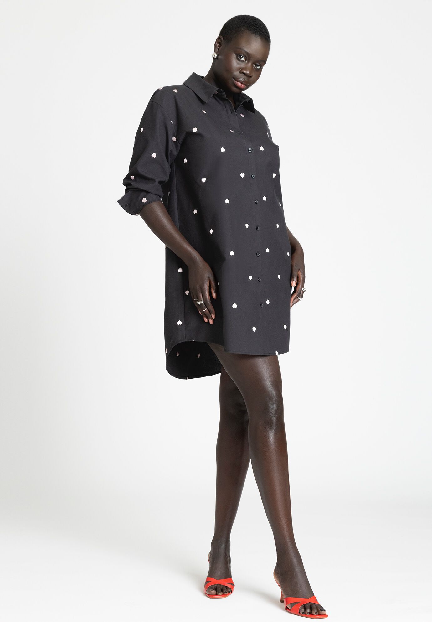 Collared Embroidered Shirt Dress by Eloquii