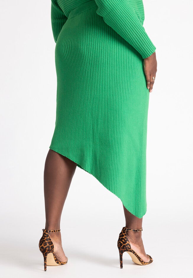 Asymmetrical Ribbed Knit Skirt, , on-hover image number null