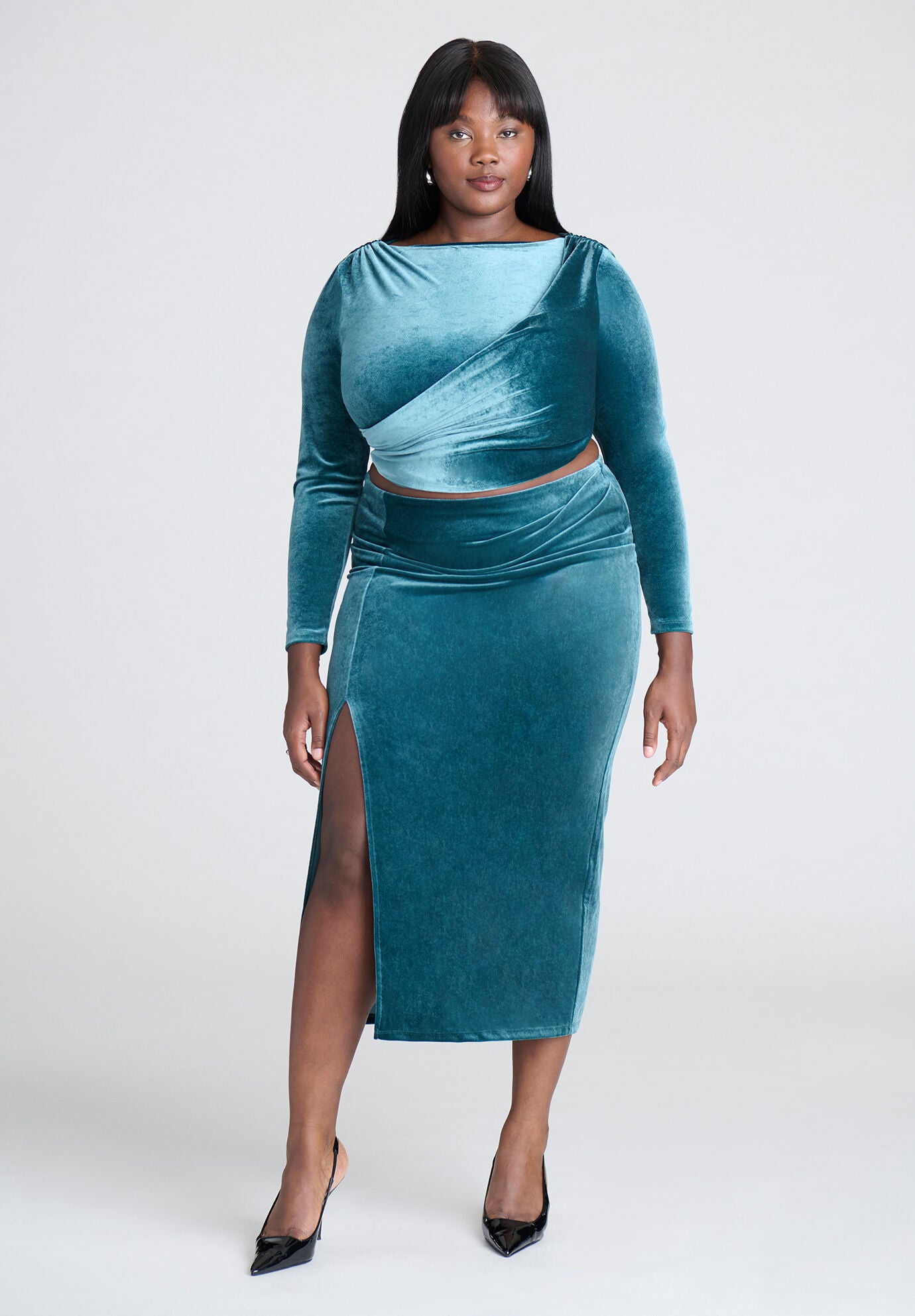 Plus size velvet maxi skirt 2025