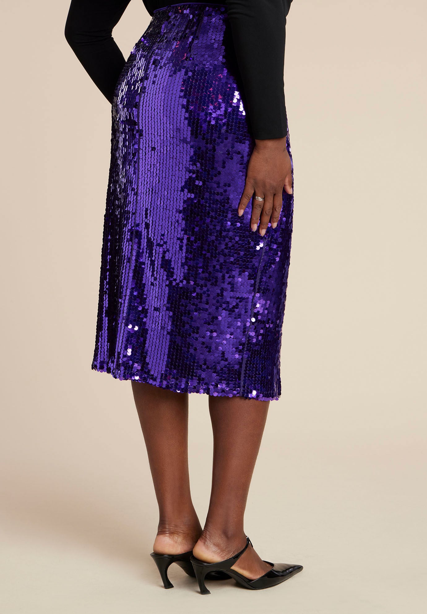 Sequin Pencil Skirt, MYSTIC PURPLE, alternate image number 2