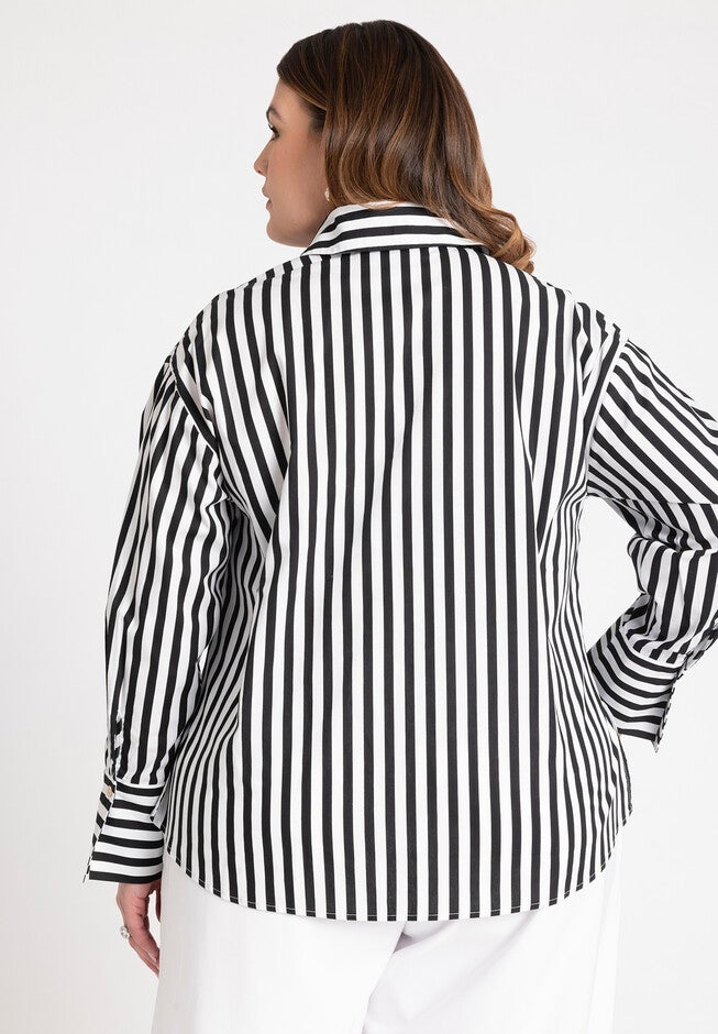Preppy Striped Button Down, BLACK STRIPE, on-hover image number null