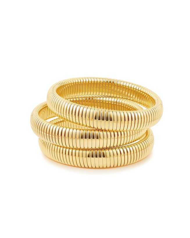 Flex Snake Chain Bracelet Set- Gold, GOLD, hi-res image number null