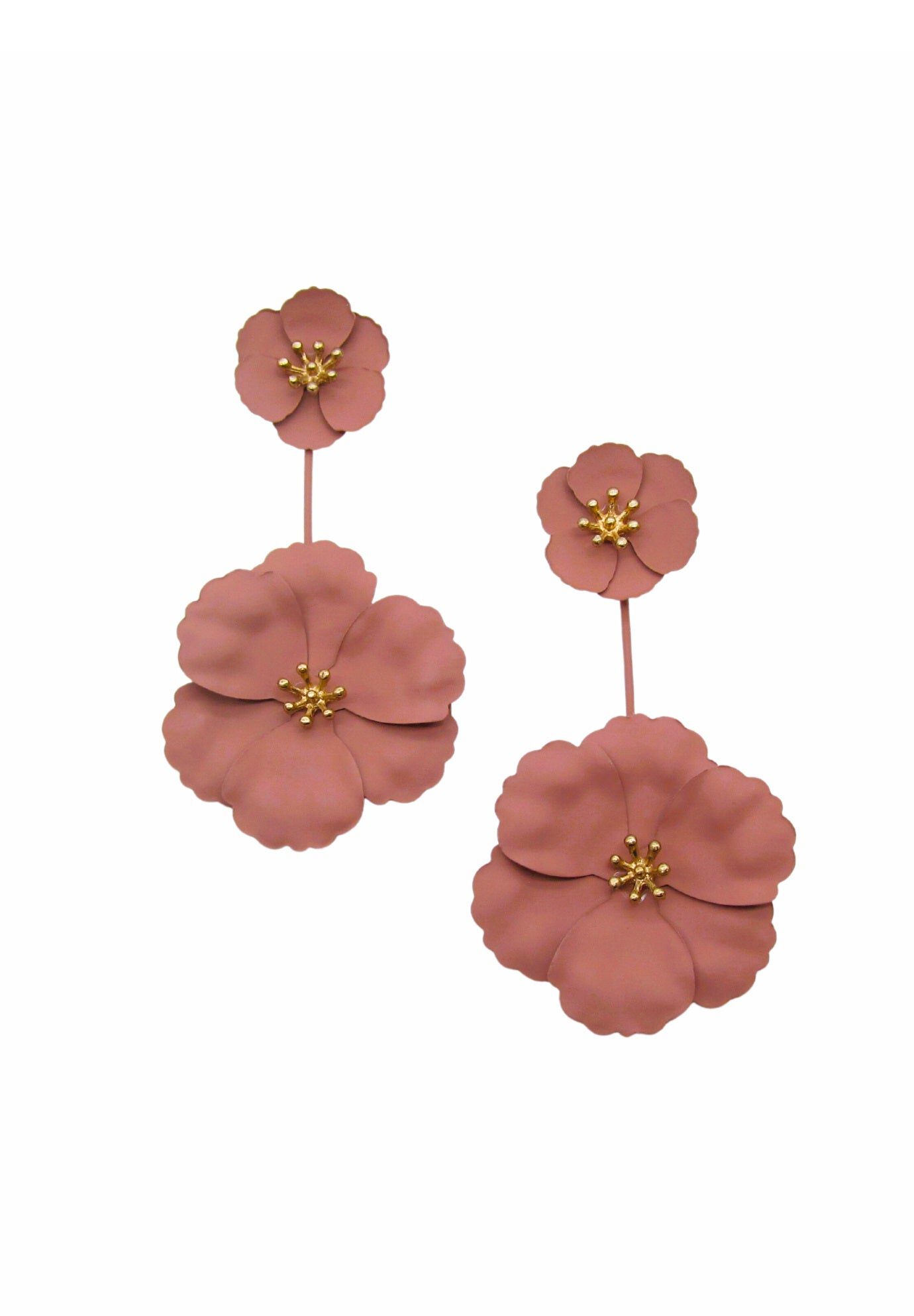 Front Back Flower Earrings, DUSTY PINK, hi-res image number 0