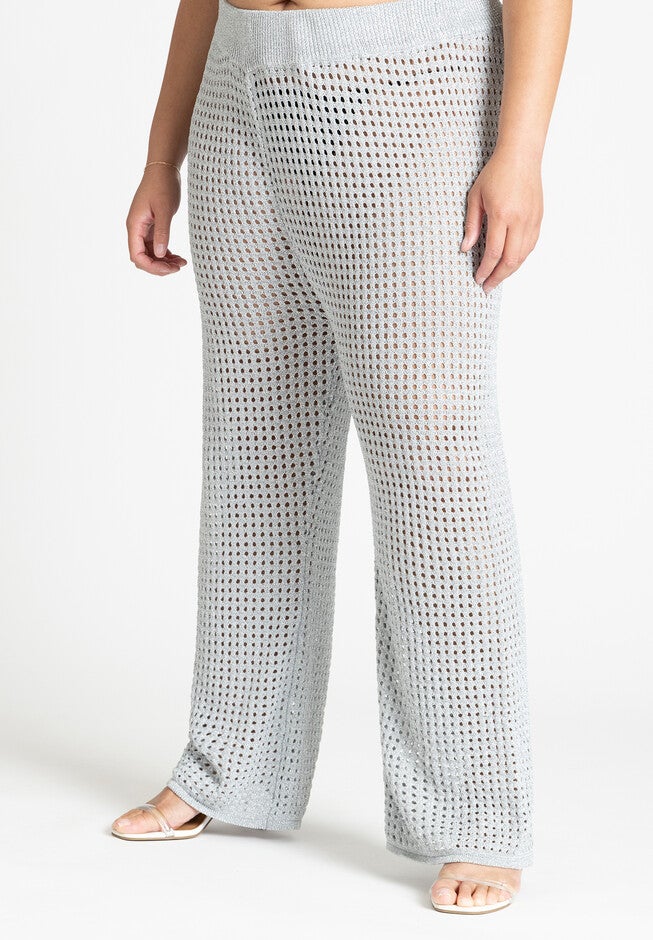 Metallic Crochet Pant, METALLIC, alternate image number null