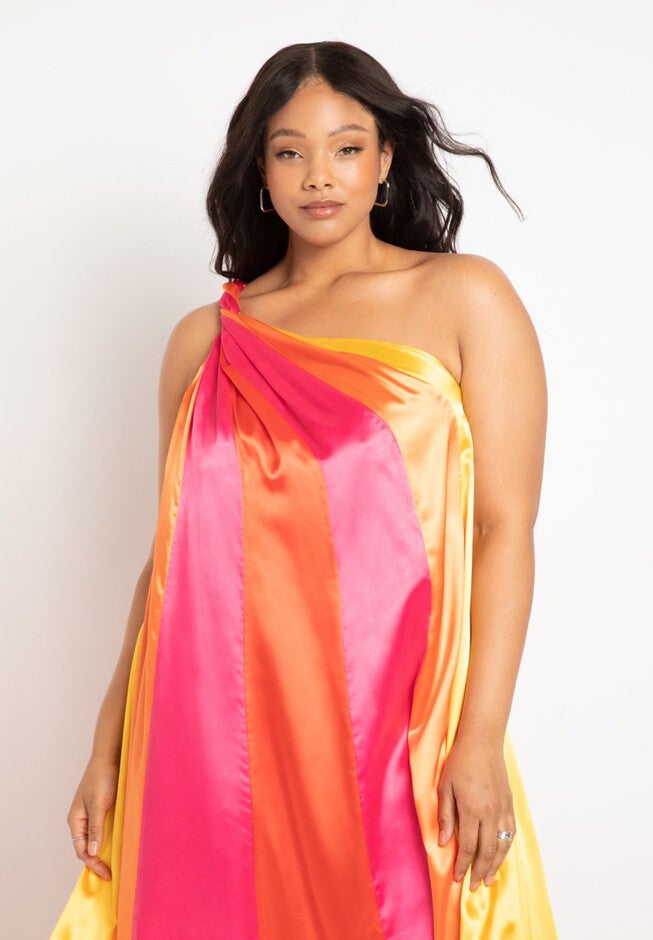 Gabi Fresh Swim x ELOQUII One Shoulder Asymmetrical Coverup Maxi Dress, , alternate image number null