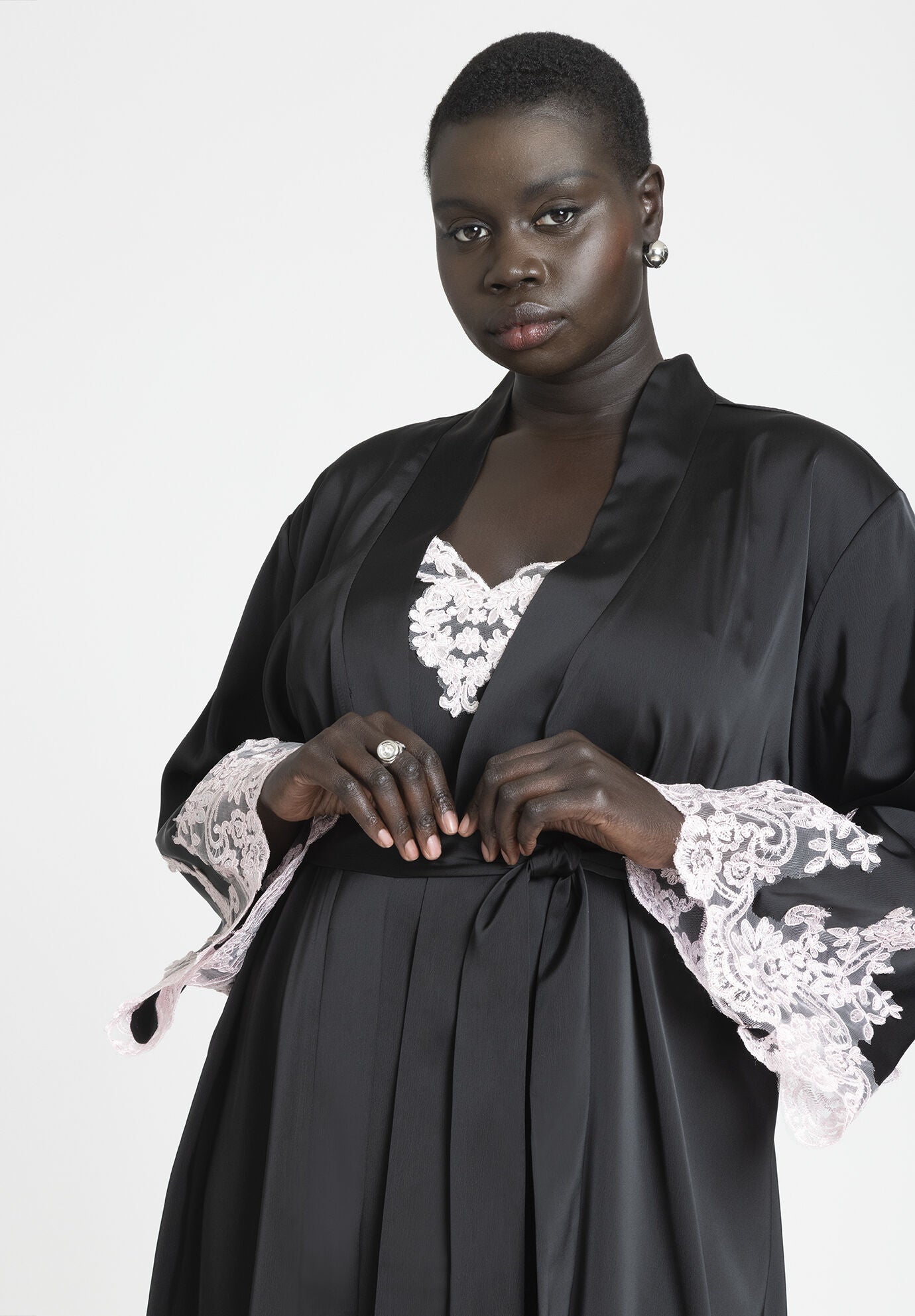 Black hot sale satin duster