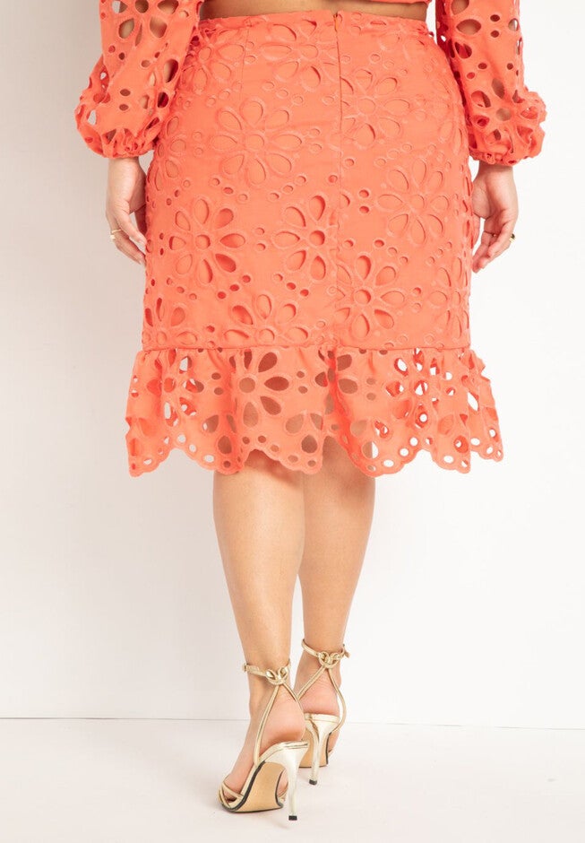 Eyelet Midi Skirt, , alternate image number null