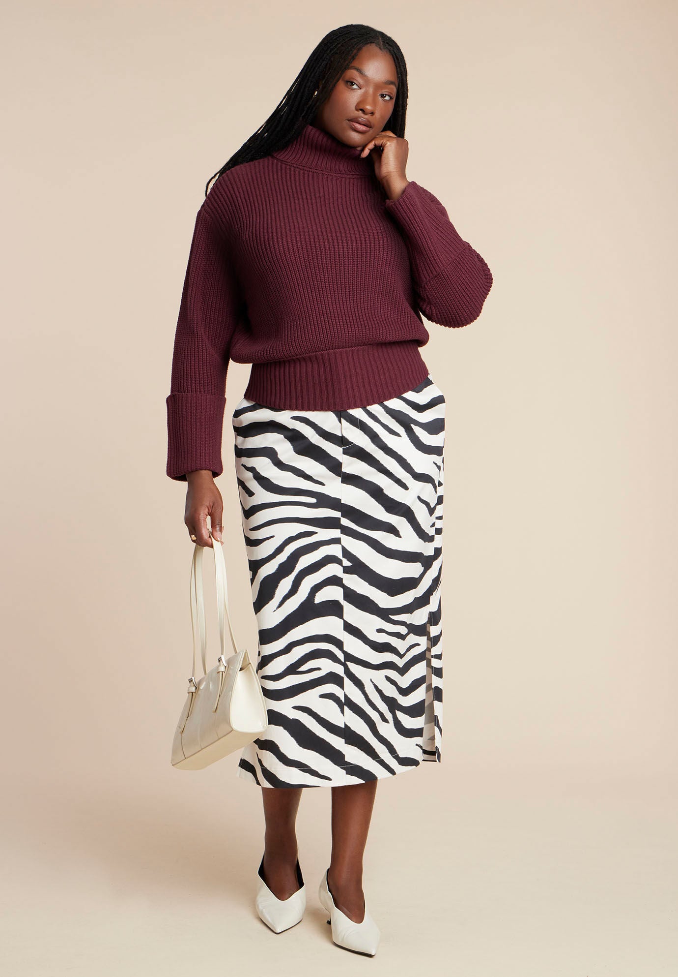 Cuffed Turtleneck Sweater, TAWNY PORT, alternate image number 2