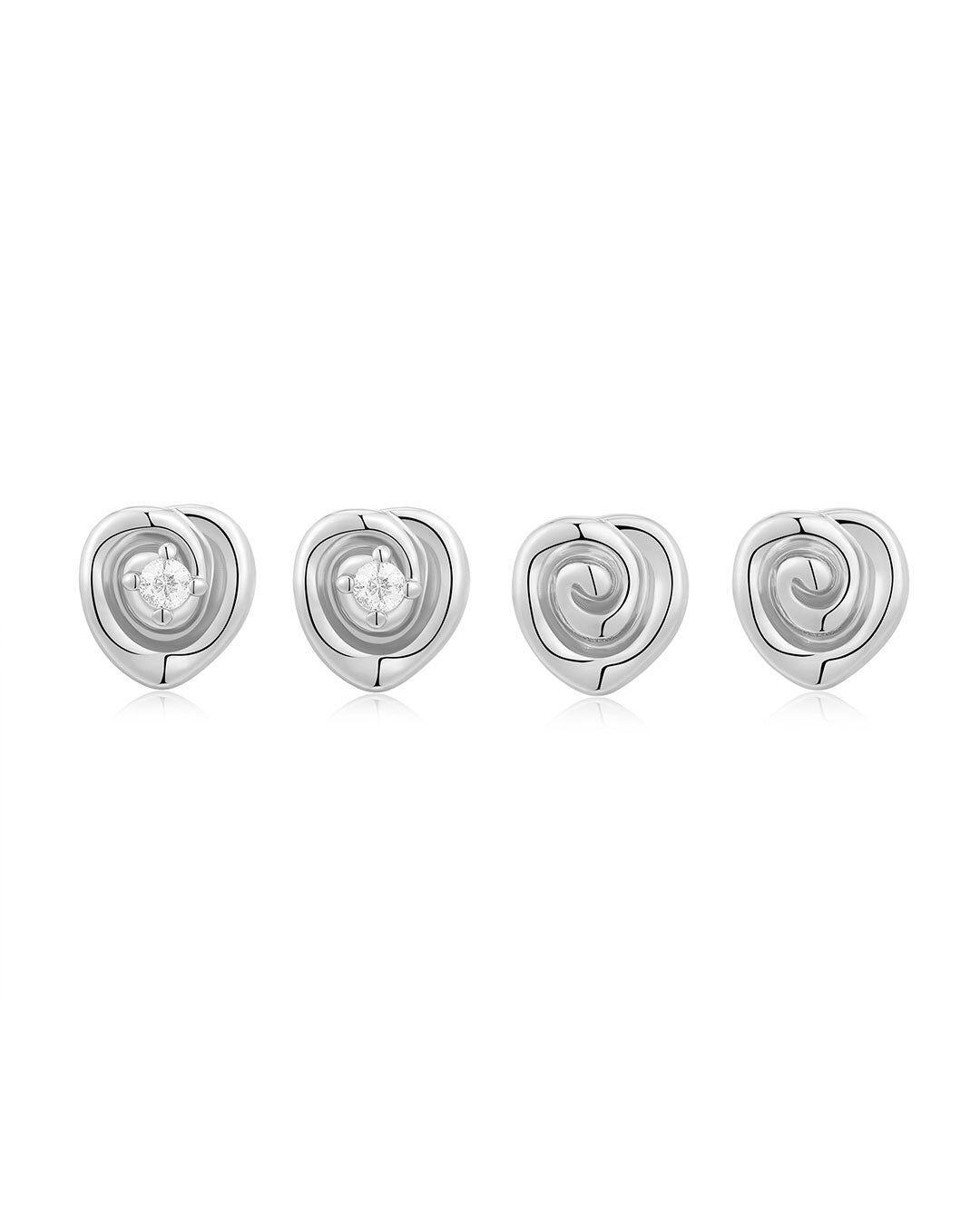 The Coquille Studs Set- Silver, SILVER, hi-res image number 0