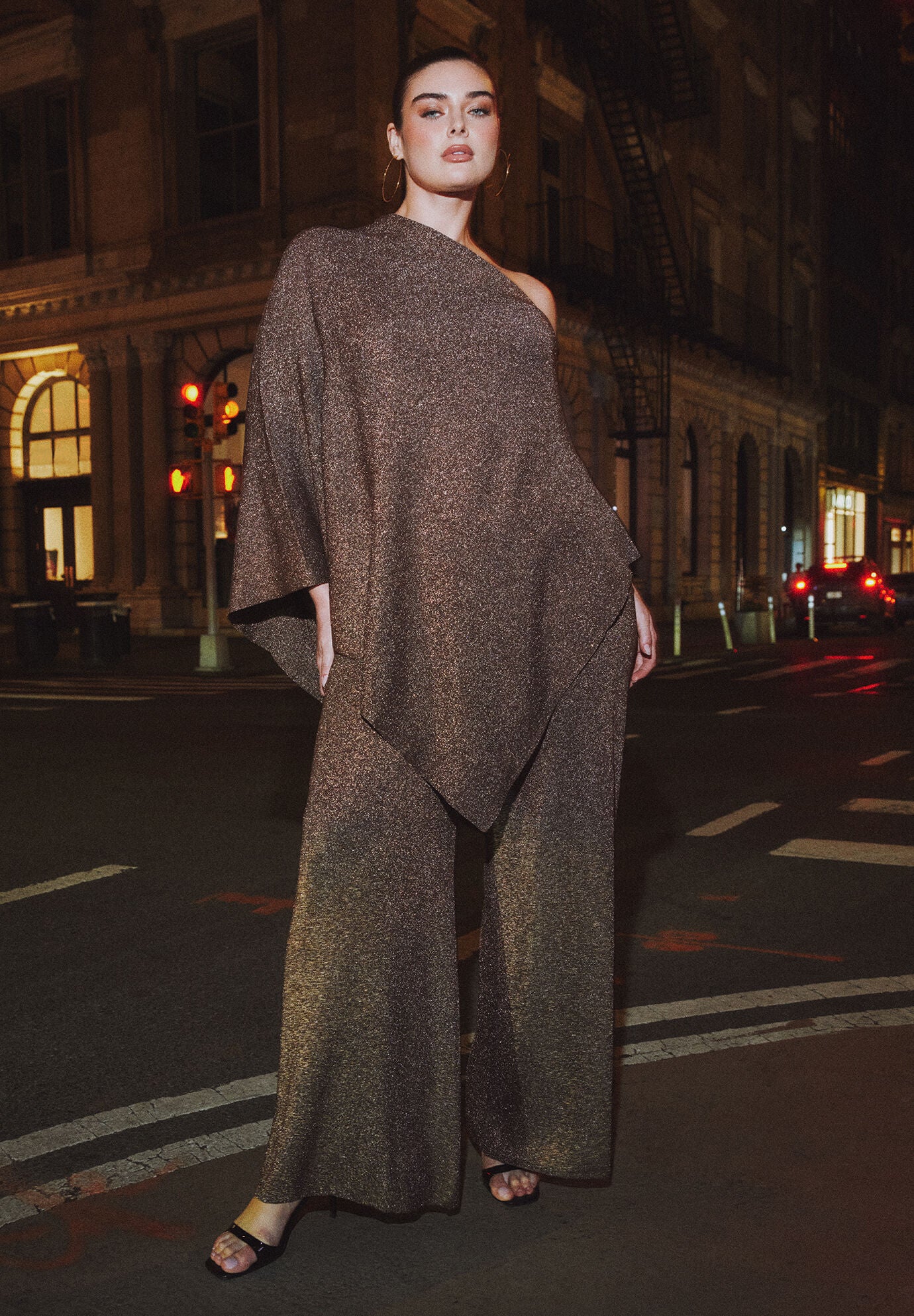 Semi-Sheer Shimmer Sweater Pant