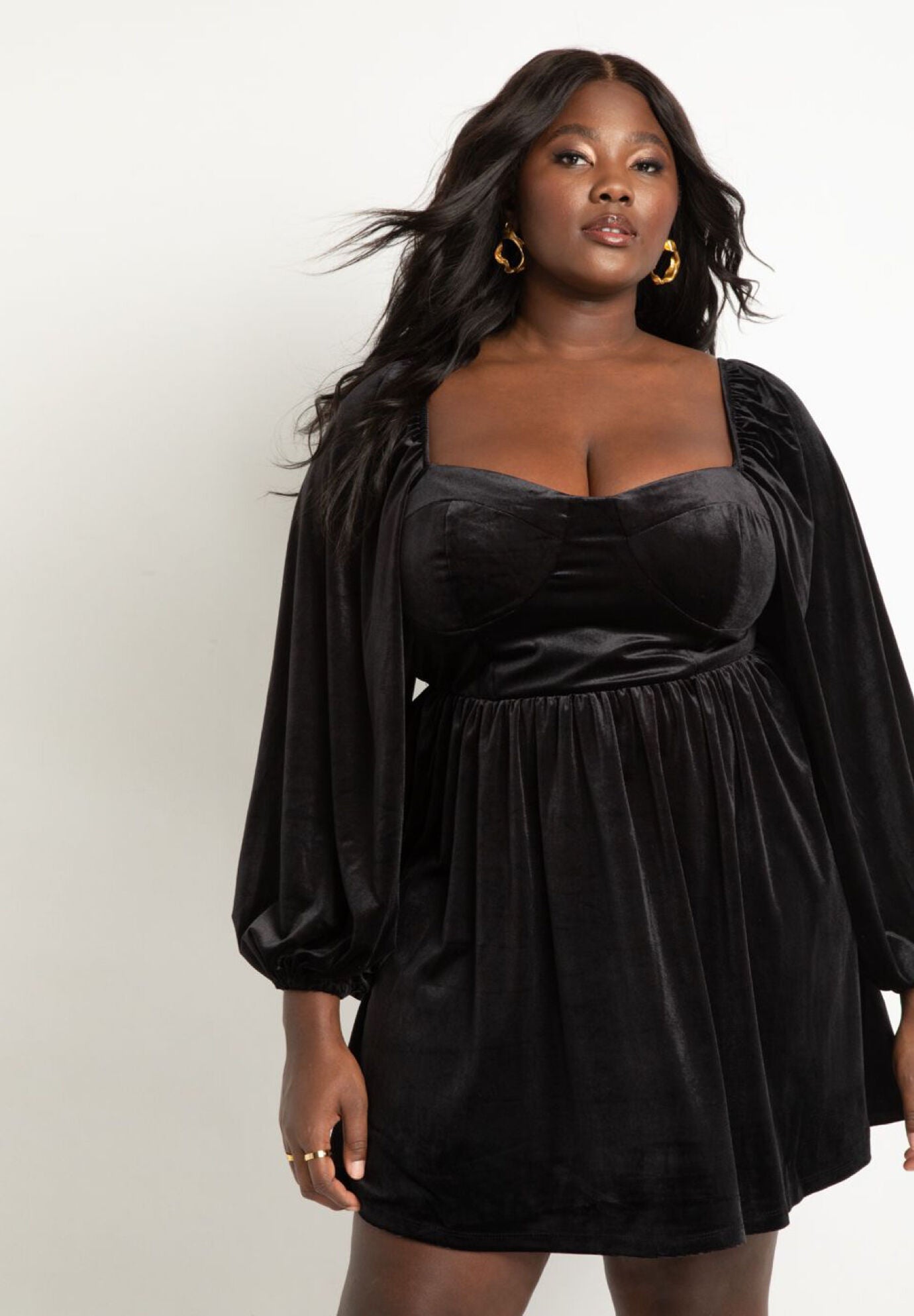 Shirred Velvet Mini Dress Eloquii