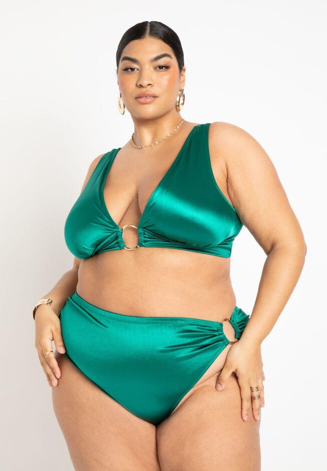 Gabi Fresh Swim x ELOQUII V-Neck Bikini Top with Ring Detail, , alternate image number null