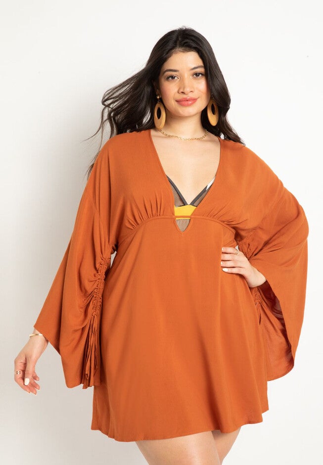 Dramatic Sleeve Micro Dress Coverup, , alternate image number null
