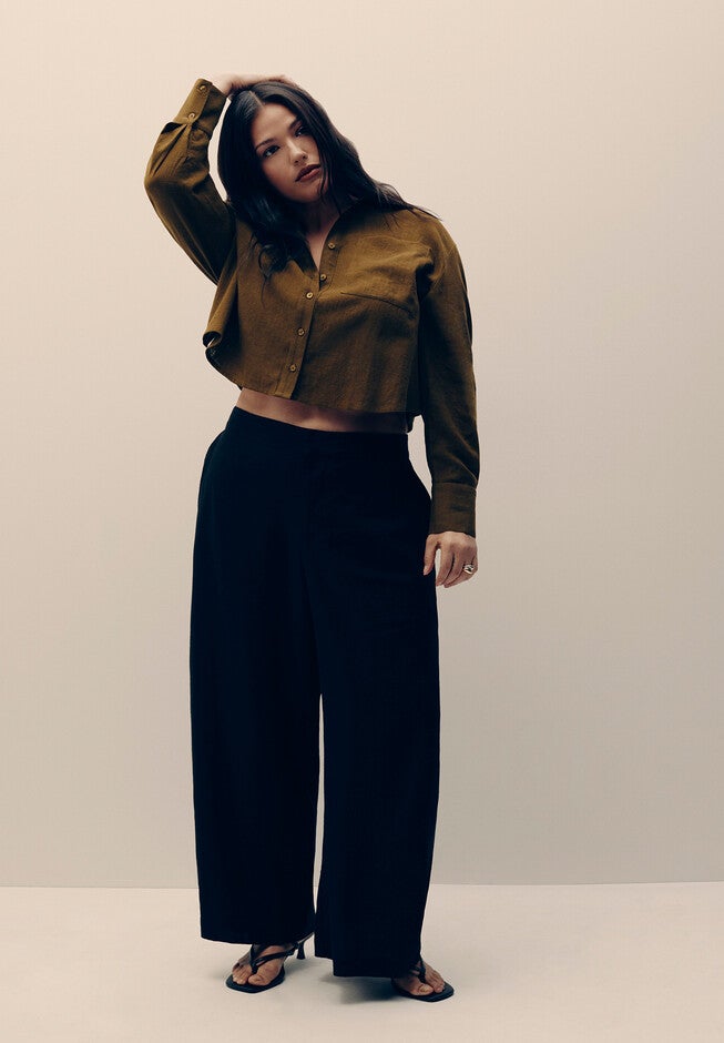 Boxy Button Down Shirt, FIR GREEN, alternate image number null