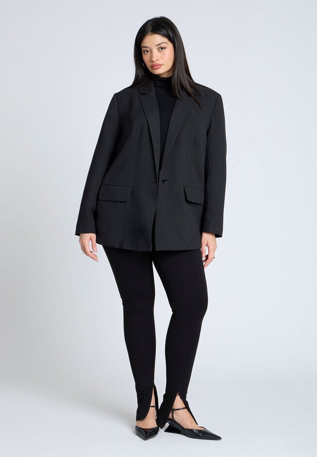 The Fluid Crepe Longline Blazer, BLACK ONYX, alternate image number null
