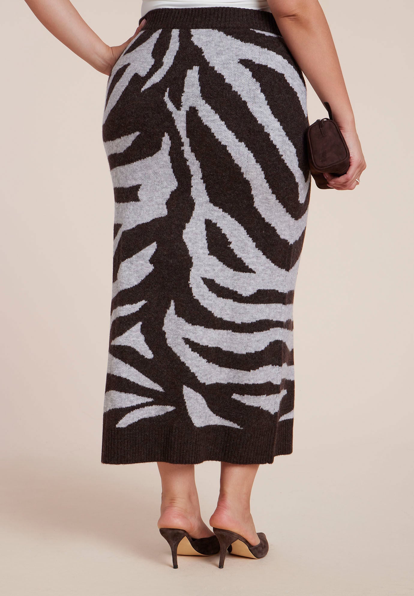 Intarsia Maxi Skirt, ZEBRA LOVE BROWN, on-hover image number 1
