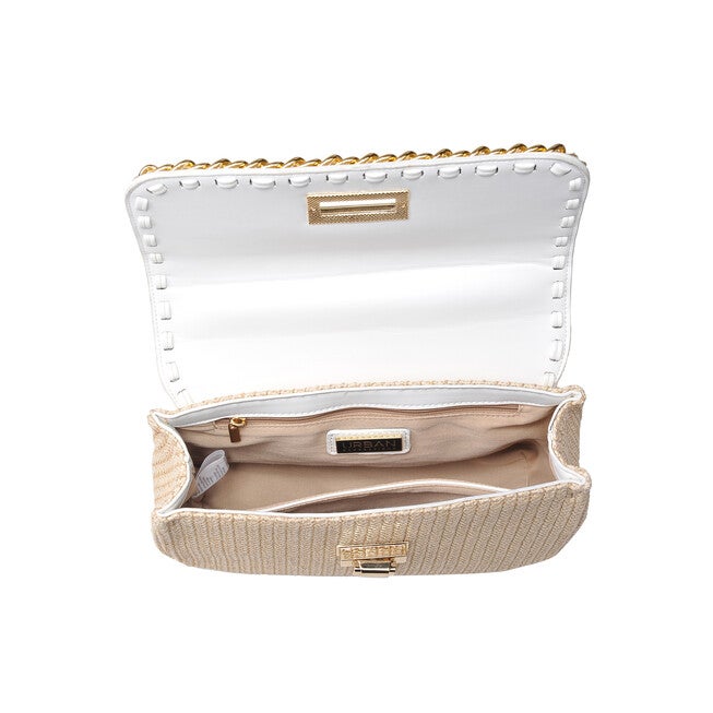 Darcy Straw and Faux Leather Foldover Crossbody, NATURAL WHITE, alternate image number 3