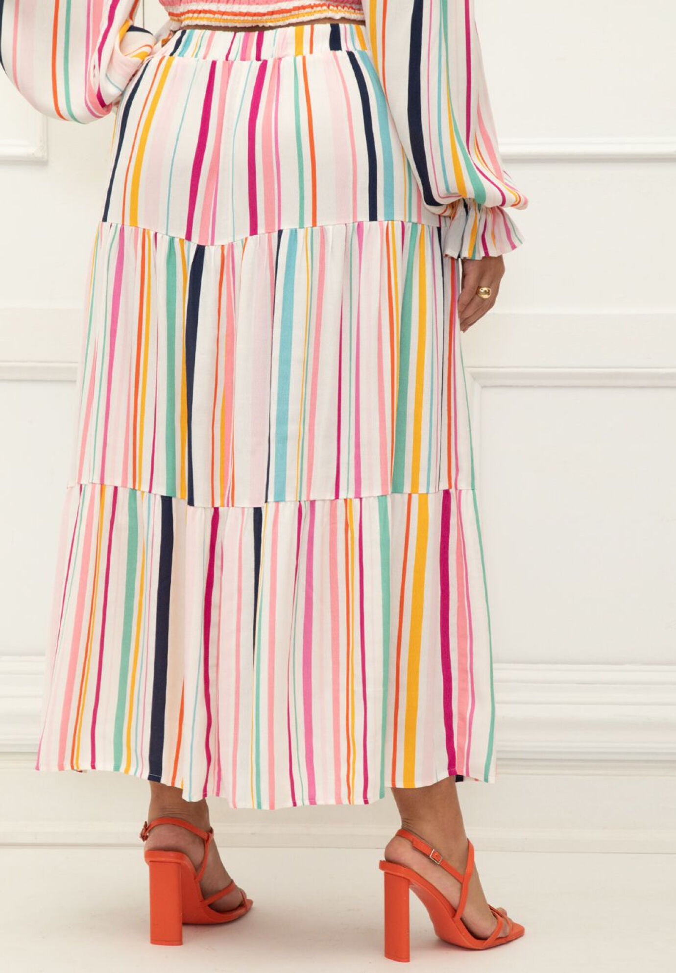ELOQUII Elements Tiered Maxi Skirt With Slit Eloquii