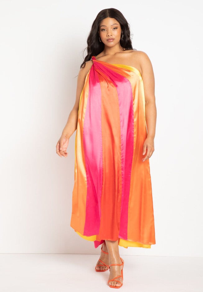 Gabi Fresh Swim x ELOQUII One Shoulder Asymmetrical Coverup Maxi Dress, , on-hover image number null