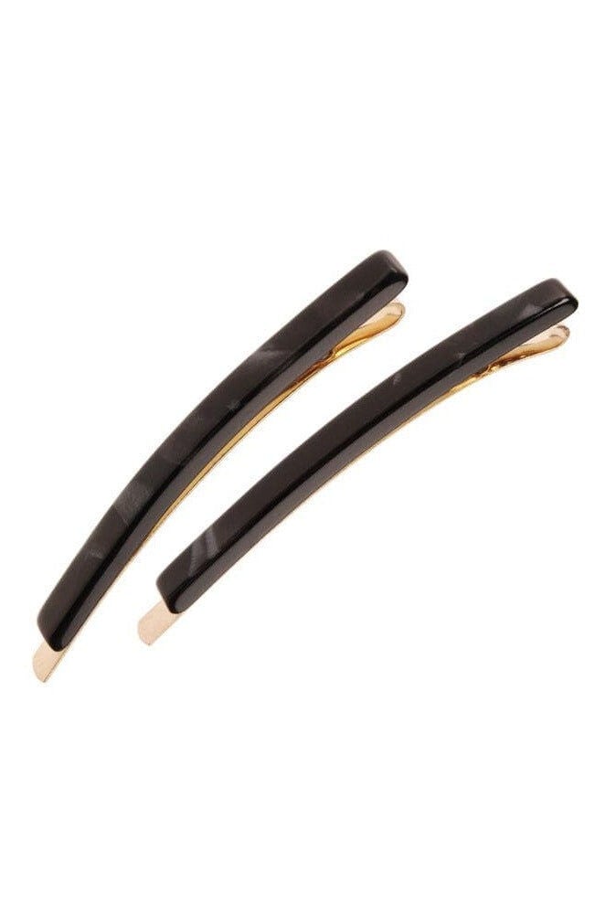Bobby Pin Pair on Gold Wire, NACRO BLACK, hi-res image number 0