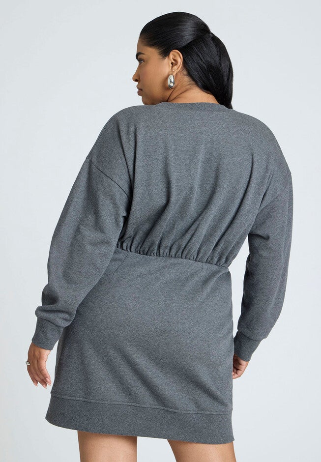 Relaxed Crew Neck Mini Dress, GREY, on-hover image number null
