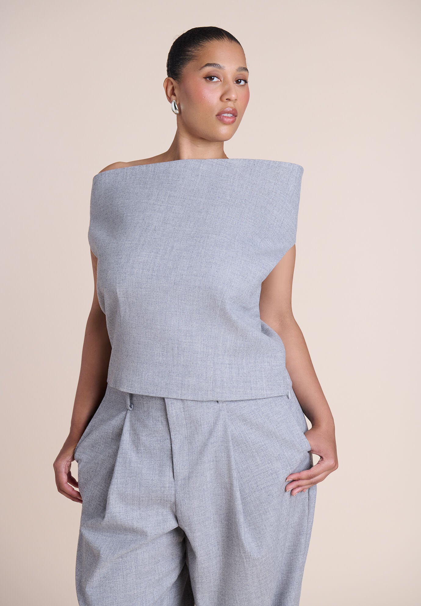 Wide-Neck Suiting Top