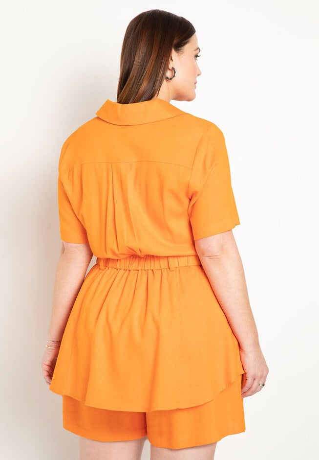Linen Romper With Skirt Detail, , alternate image number null