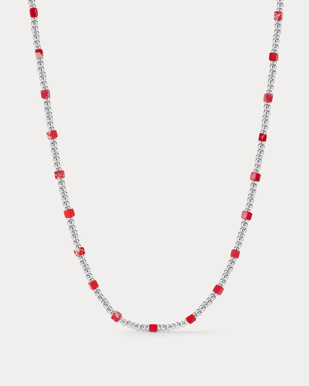 The Costa del Sol Beaded Necklace- Silver, SILVER, hi-res image number 0