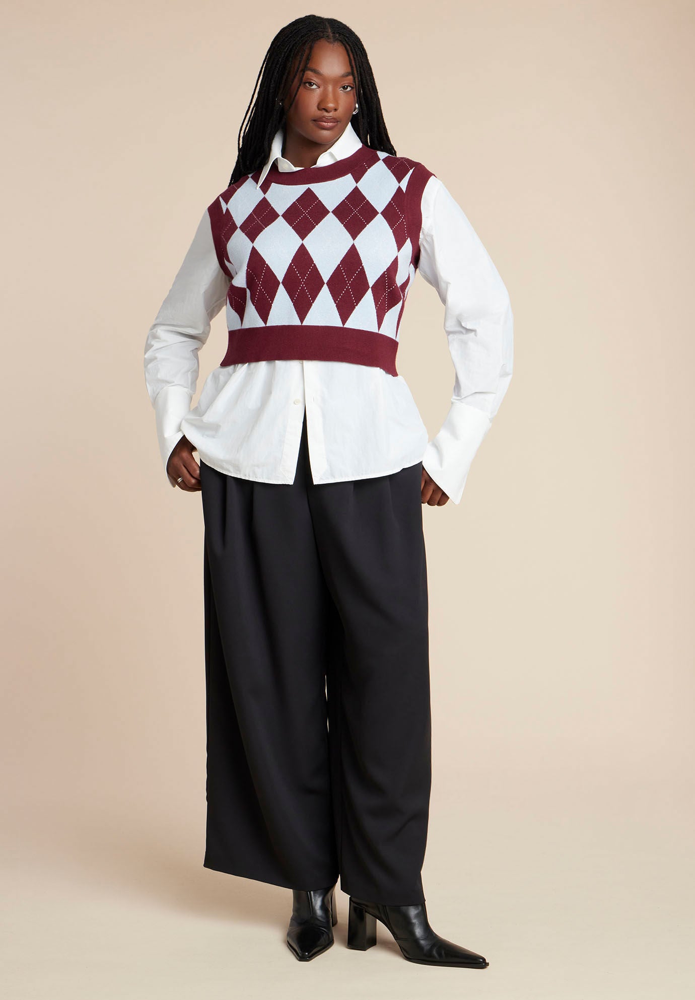 Intarsia Sweater Vest, TIMELESS ARGYLE, alternate image number 3