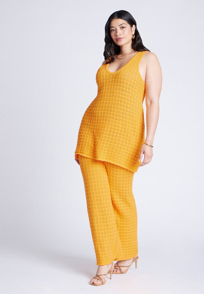 Crochet Knit Pant, RADIANT YELLOW, on-hover image number null