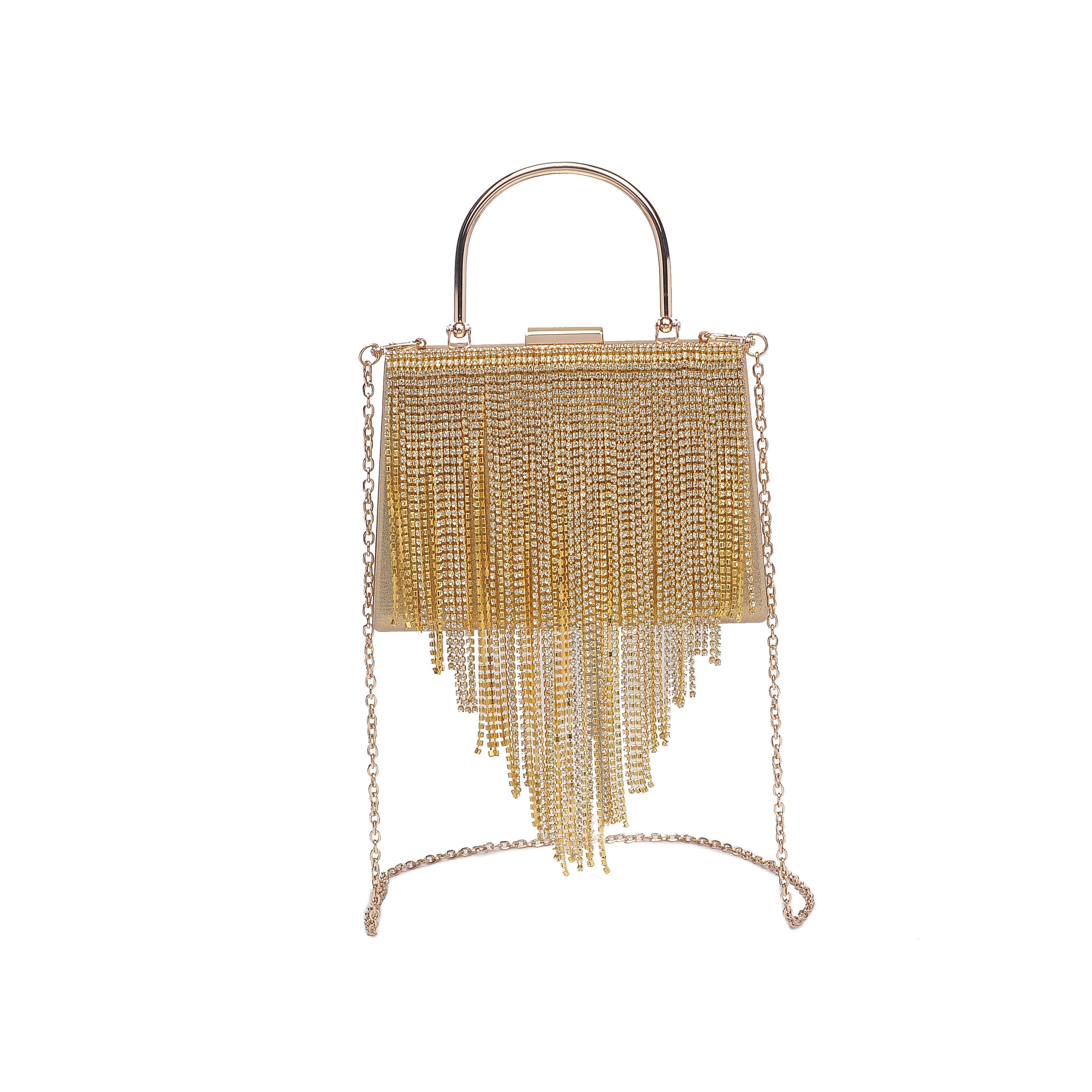 Wren Gold Fringe Evening Bag, GOLD, hi-res image number 0