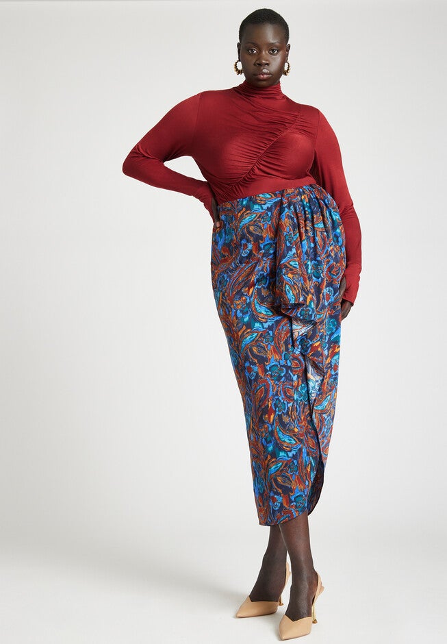 Barkwood x ELOQUII Tissue Ruched Detail Top, , alternate image number null
