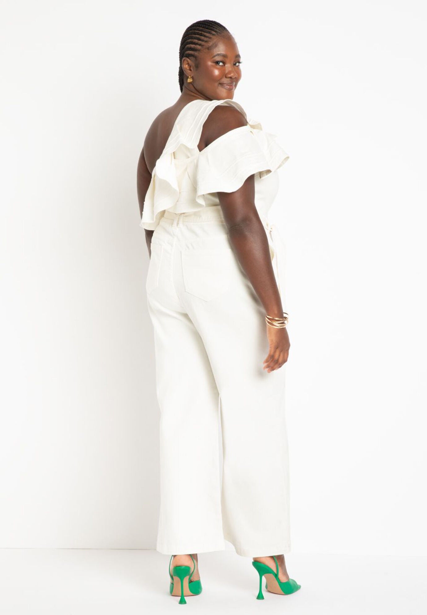 Ruffle One Shoulder Jumpsuit Eloquii