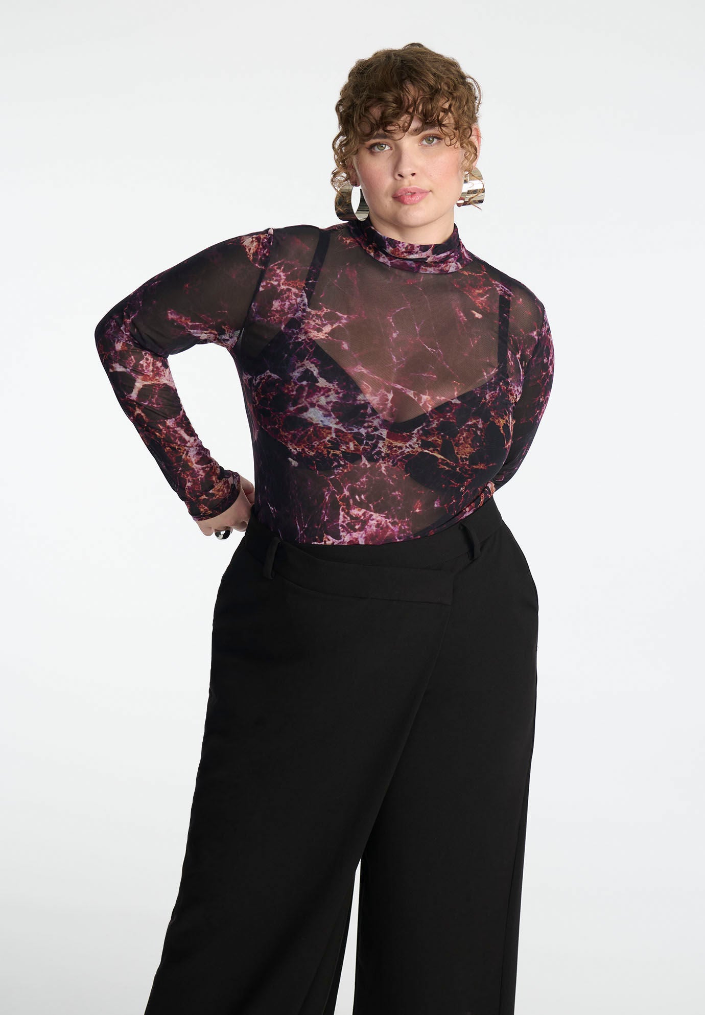 Mesh turtleneck top store