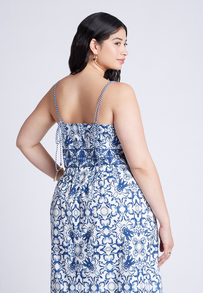 Printed Cropped Tank Top, AZULEJO, alternate image number null