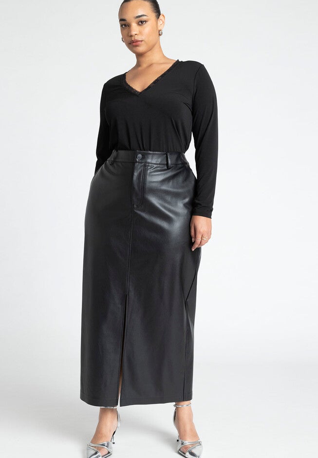 Lace Trim V-Neck Top, , alternate image number null