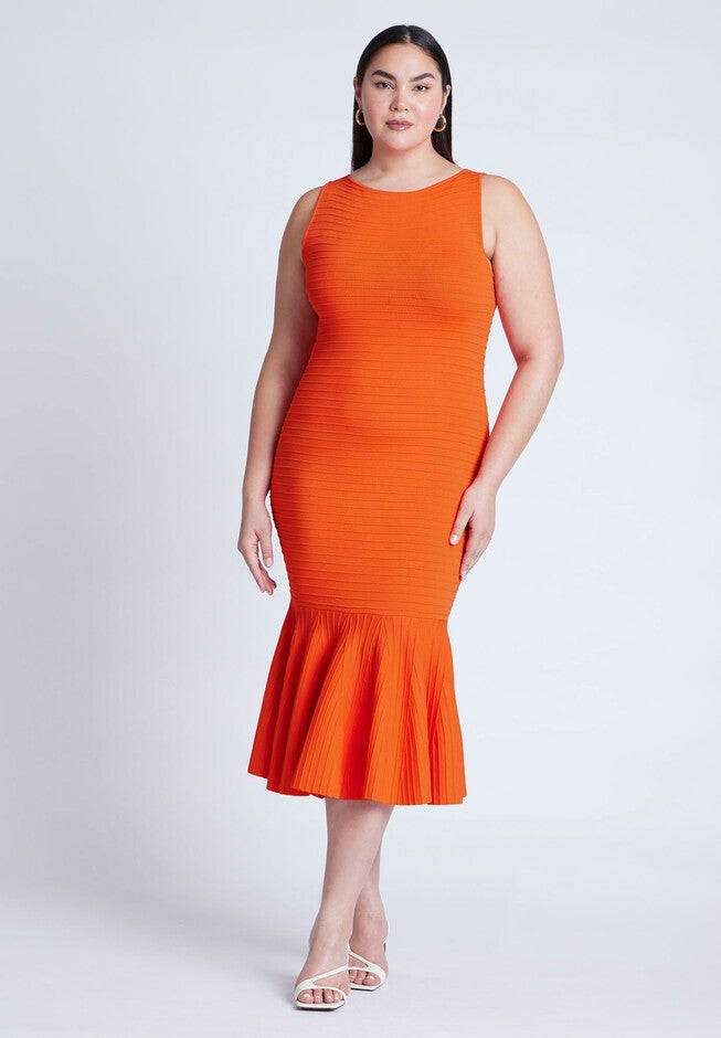 Ruffle Hem Dress, GOLDEN POPPY, on-hover image number null