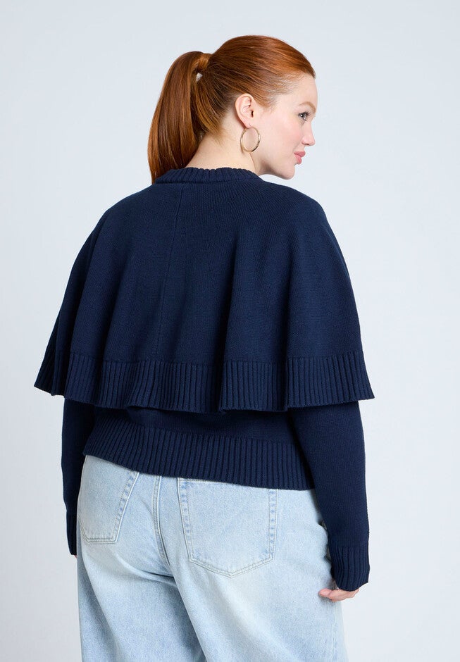 Cape Sweater, NAVY, on-hover image number null