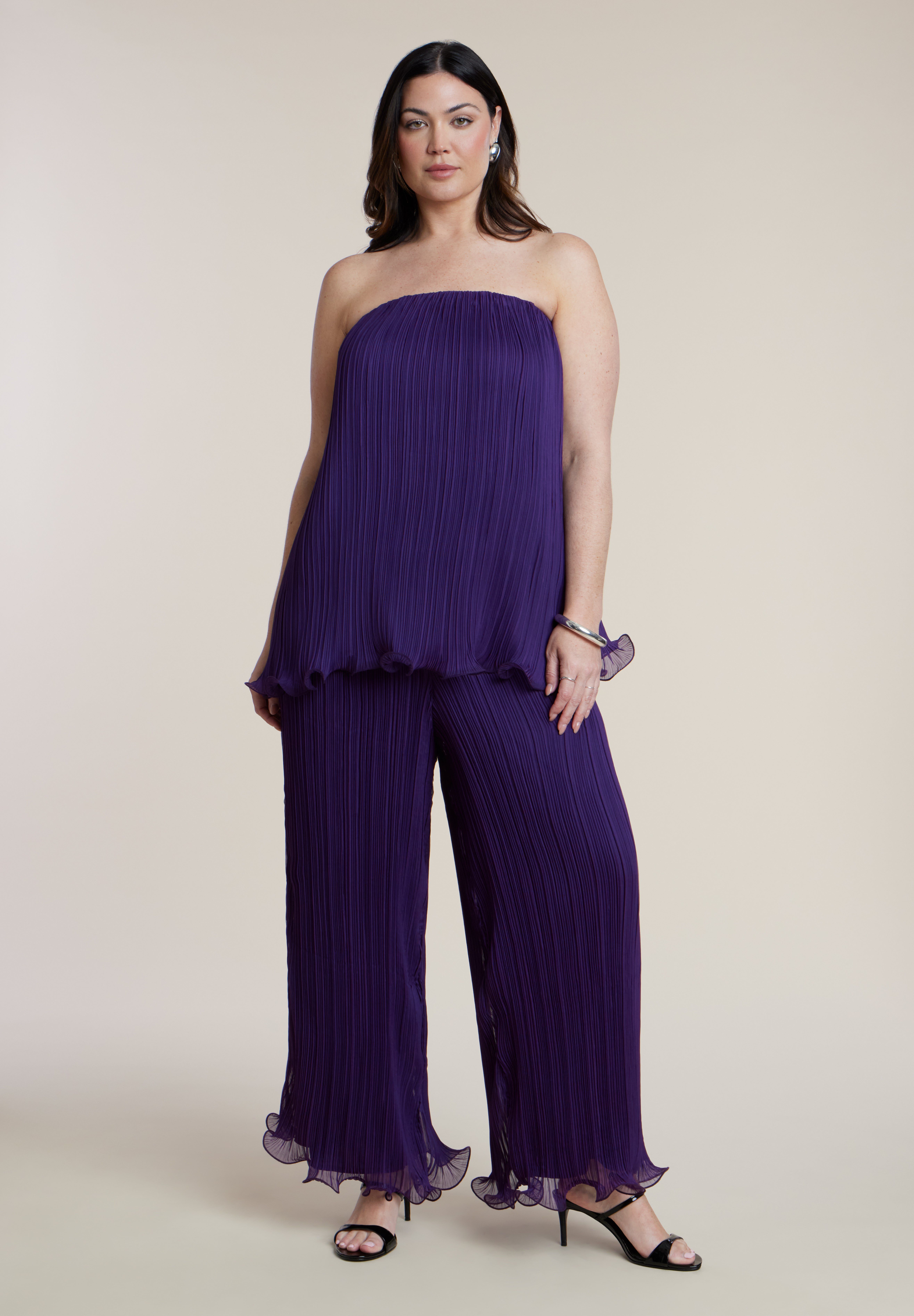 Wire Hem Pliss&eacute; Pant