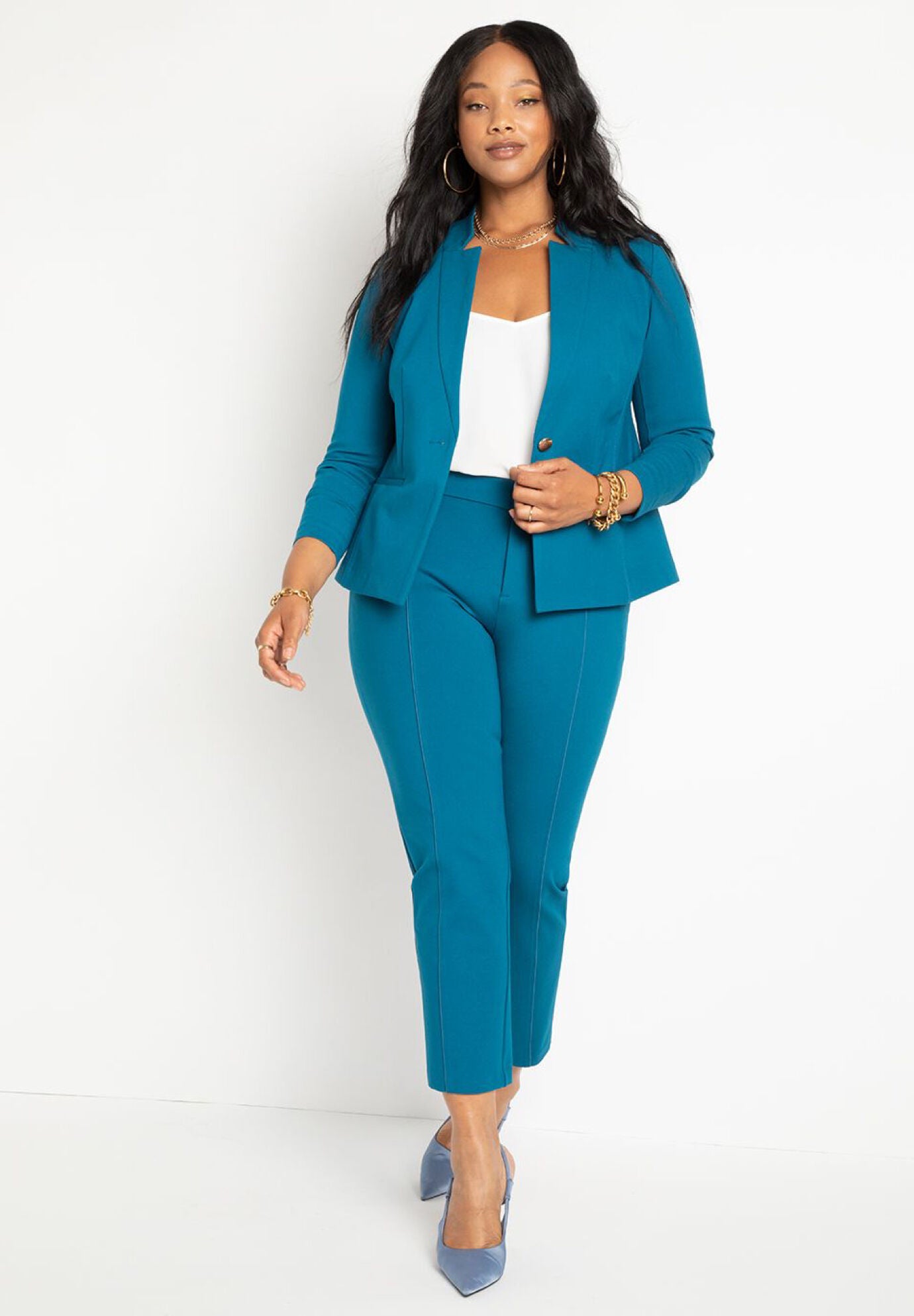 Plus size pant suits for work on sale