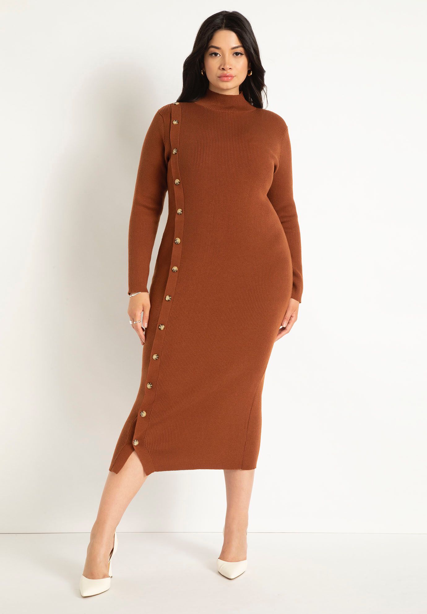 Asymmetrical button dress sales
