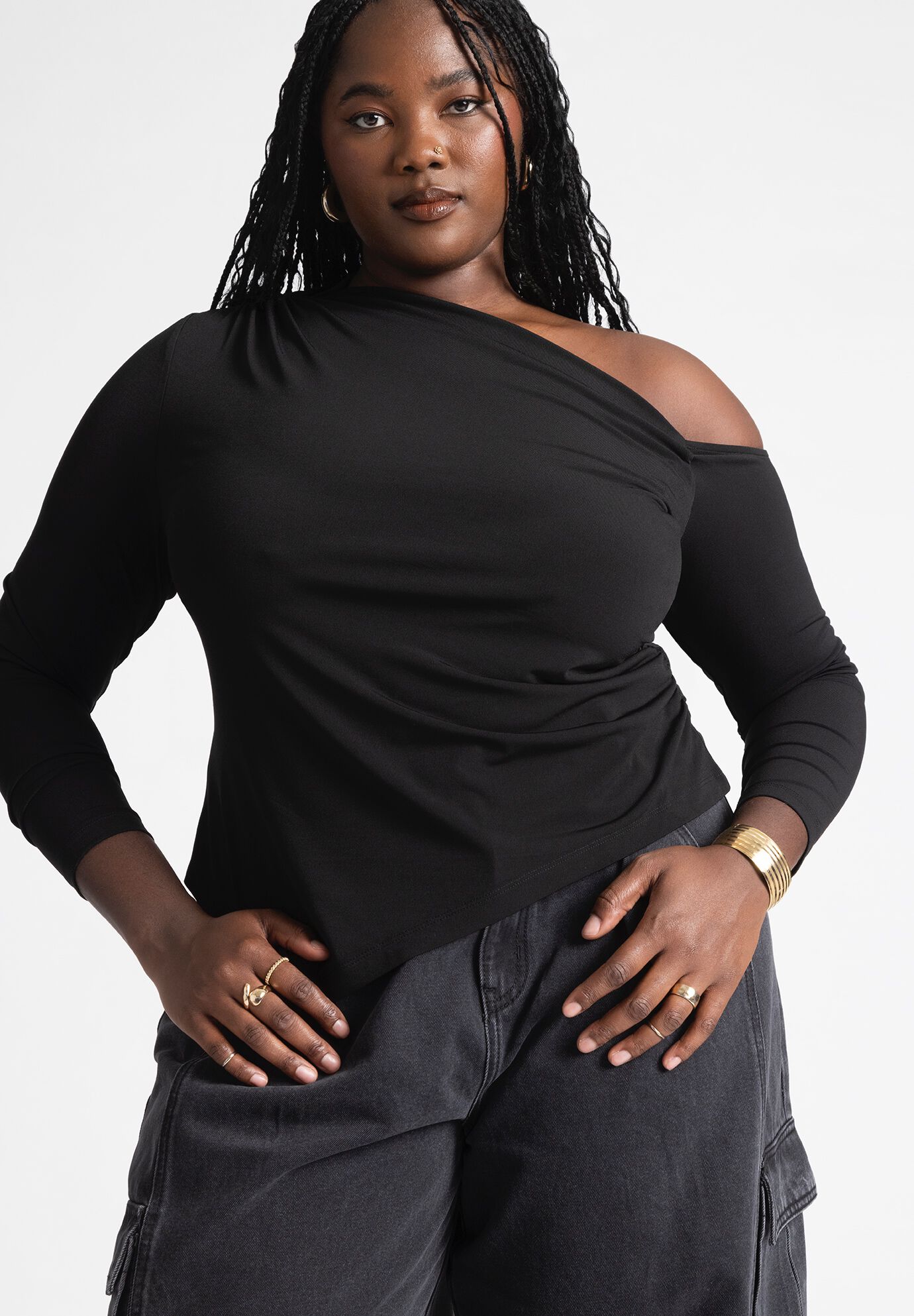 Asymmetric Off The Shoulder Top Eloquii
