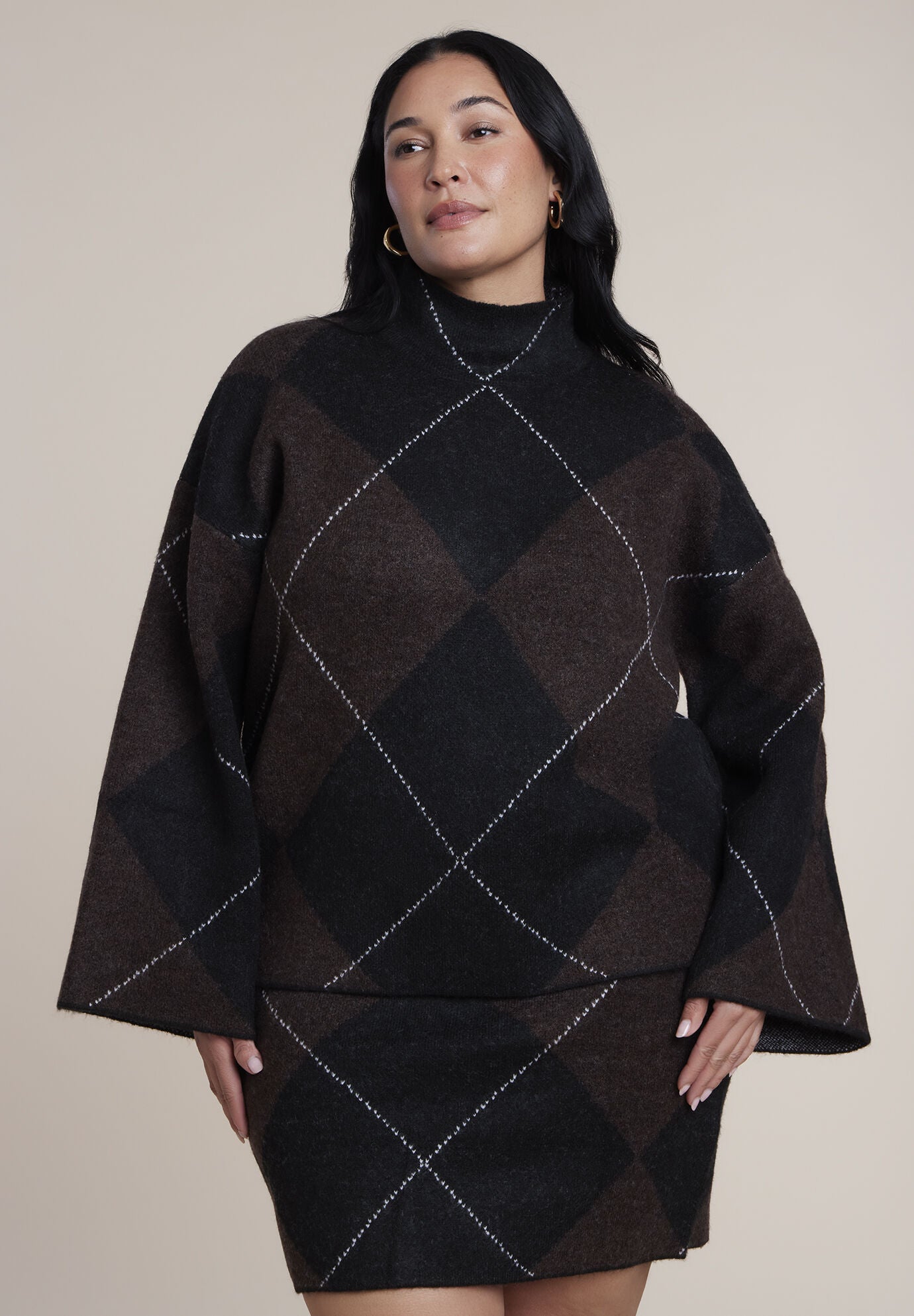 Mockneck Intarsia Sweater