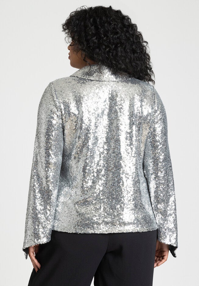 Flare Sleeve Sequin Button Down, , alternate image number null