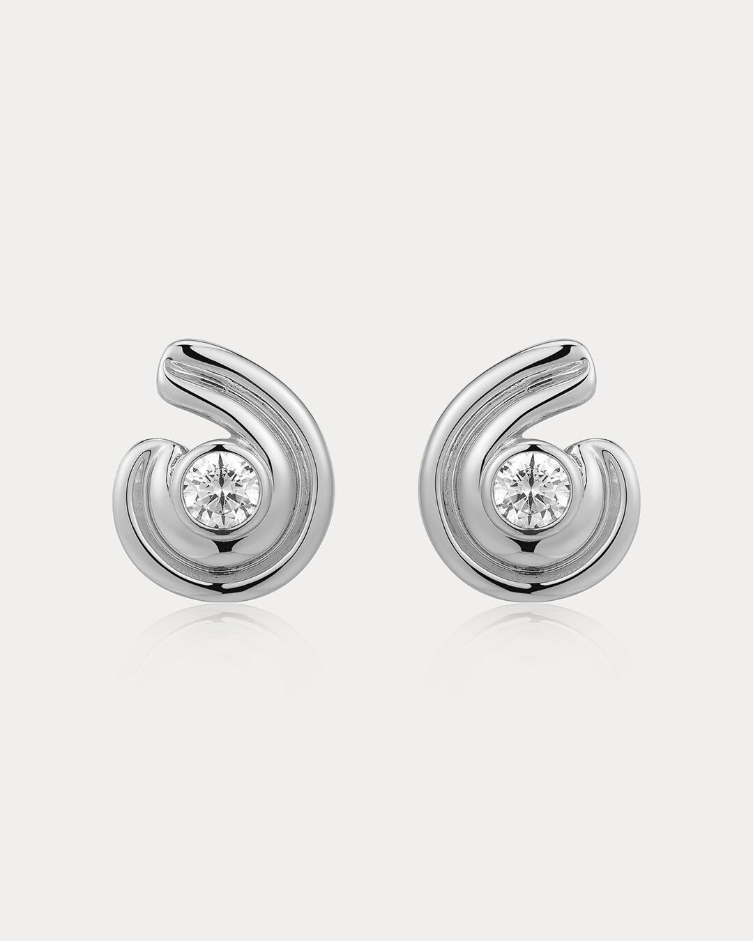 The Wave Bezel Twist Studs, SILVER, hi-res image number 0