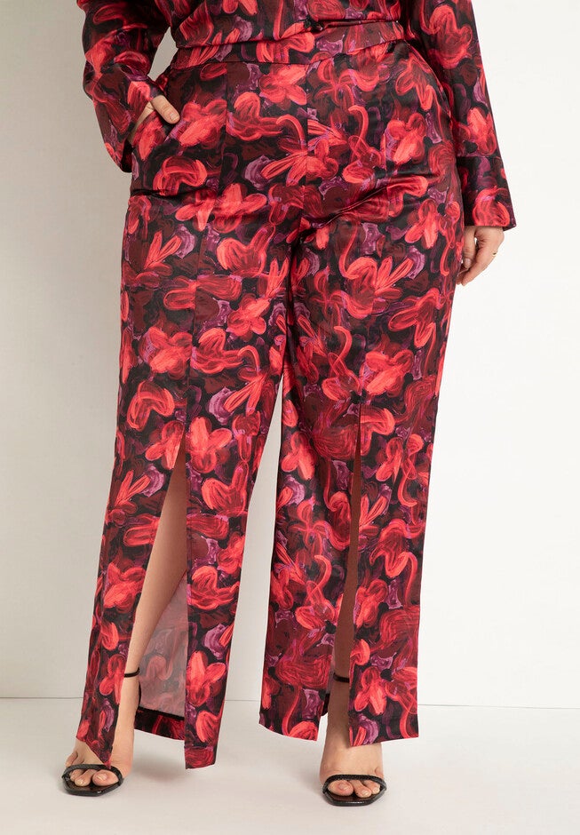 Satin Pant With Slit Leg Detail, , alternate image number null