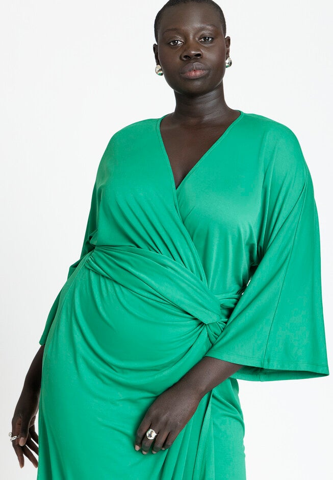 Draped Skirt Knit Dress, JOLLY GREEN, alternate image number null