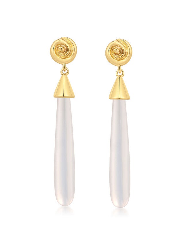 The Coquille Stone Drop Studs- Gold, GOLD, hi-res image number null